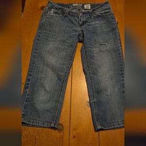 Paris Blues Distressed Women's Size 5 Blue Denim Capris